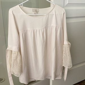 Loft outlet white flowy top with ribbon to tie bow